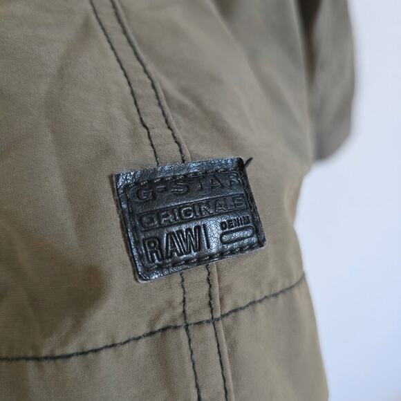 G Star Raw Men's Hooded Garber Short Trench Jacket Nylon Coat Size M Gray Olive - Picture 5 of 10